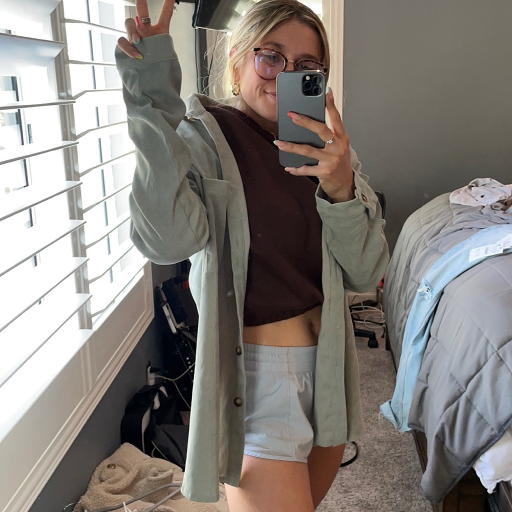 Sage green flannel ribbed
